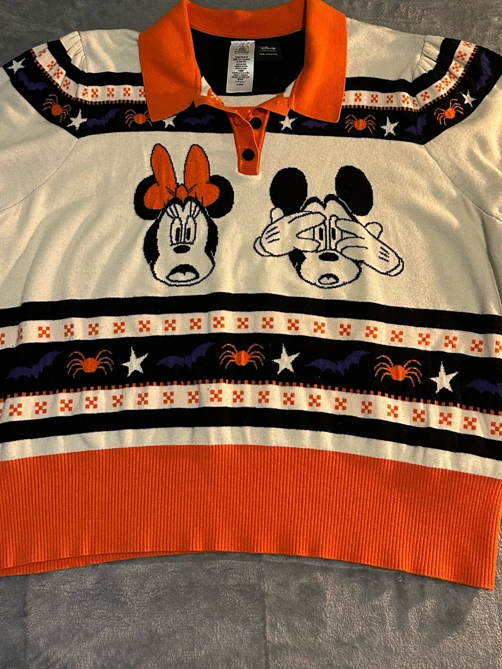Her Universe x Disney Mickey & Minnie Mouse Halloween Collared Knit Top Sweater